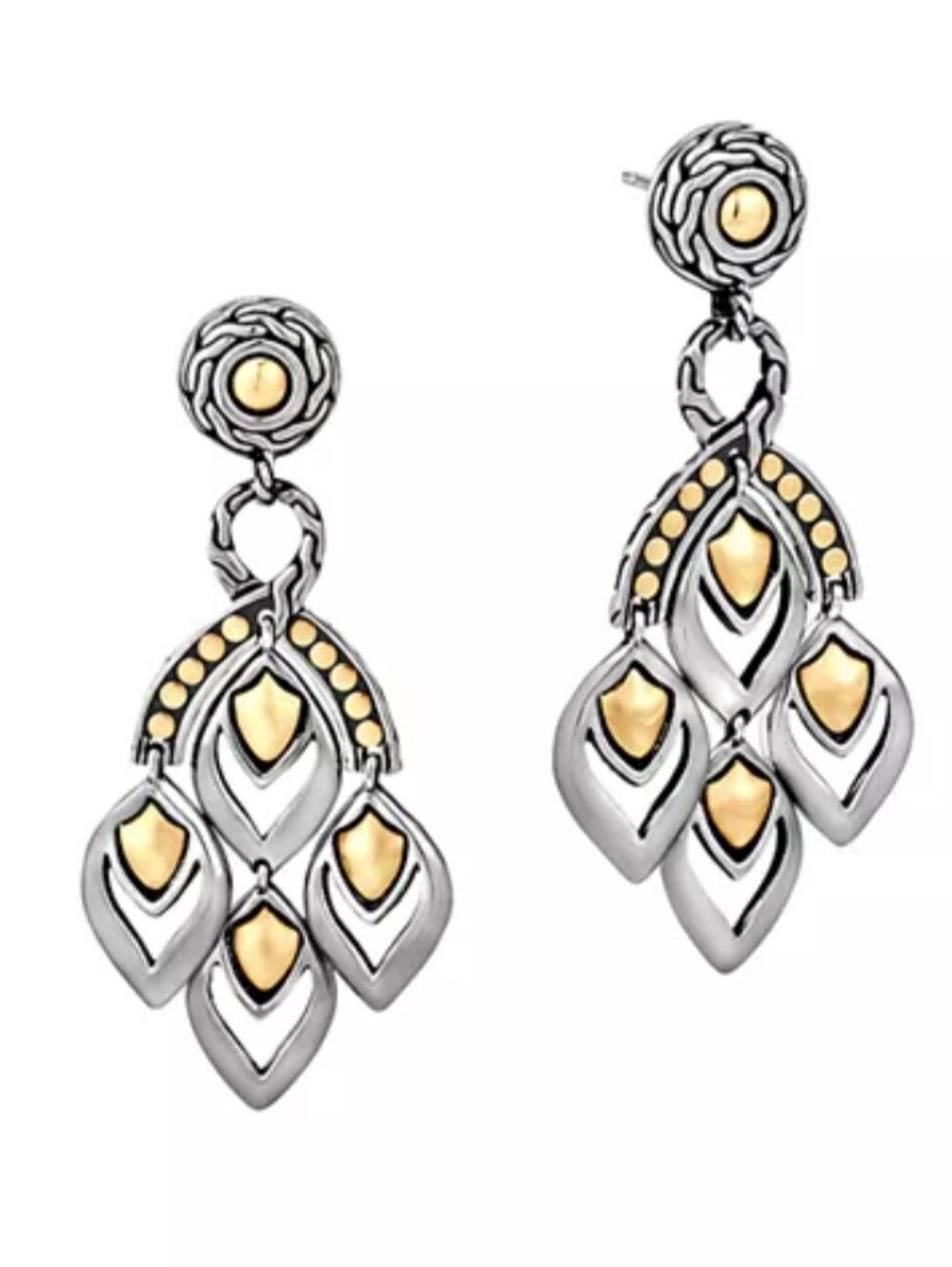 John Hardy Naga 18K Silver And Gold Chandelier Earrings